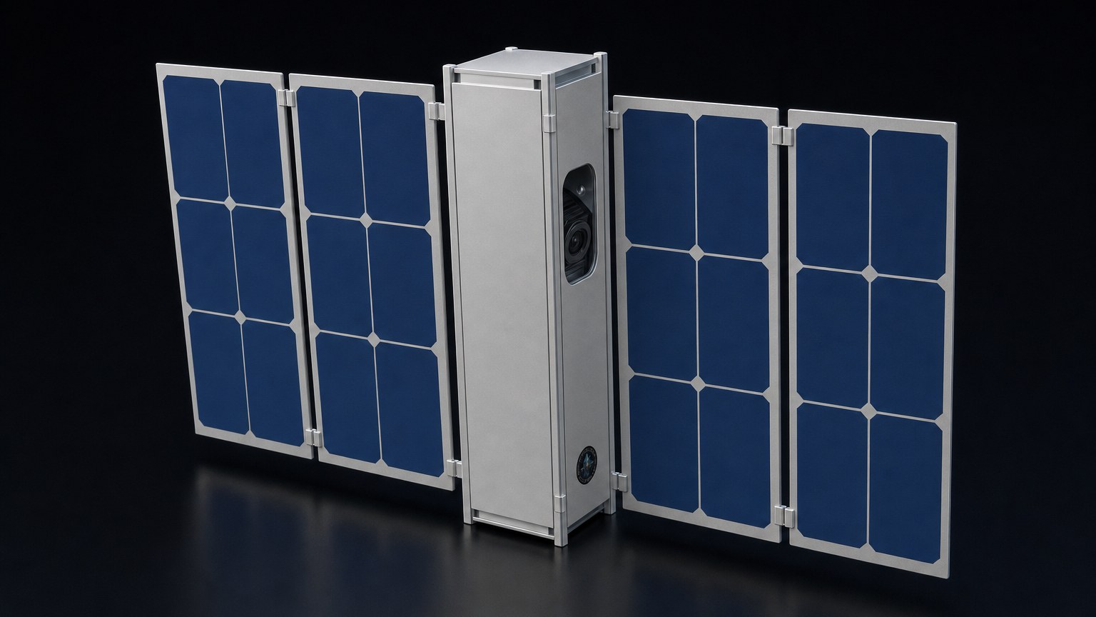 Illustration of the Constellation Aerospace 3U satellite with its solar wings deployed